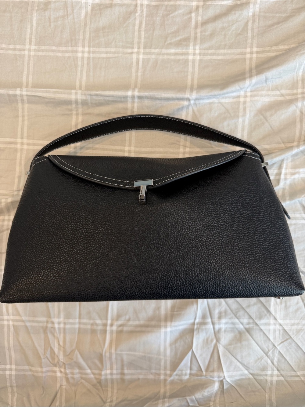 Black Leather Top-Handle Women's Bag